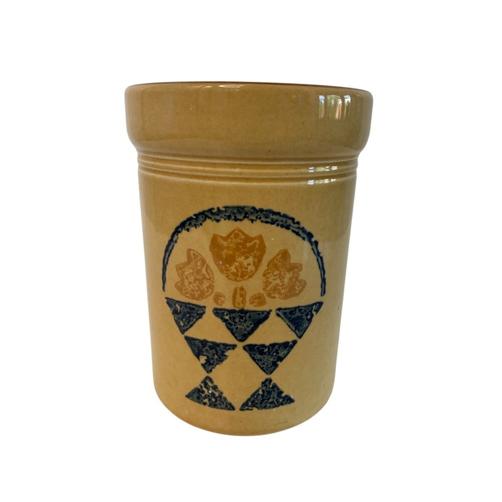 VTG Pfaltzgraff Utensil Crock 6.5" High Flowers of Love Friendship Stoneware USA